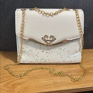 Elegant Cream and Gold Crossbody Bag